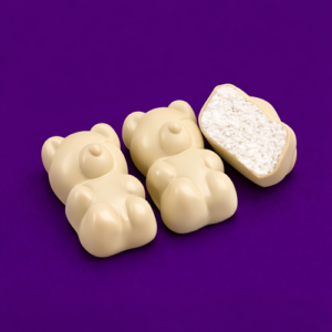 6 Oursons guimauve vanille enrobés de chocolat blanc